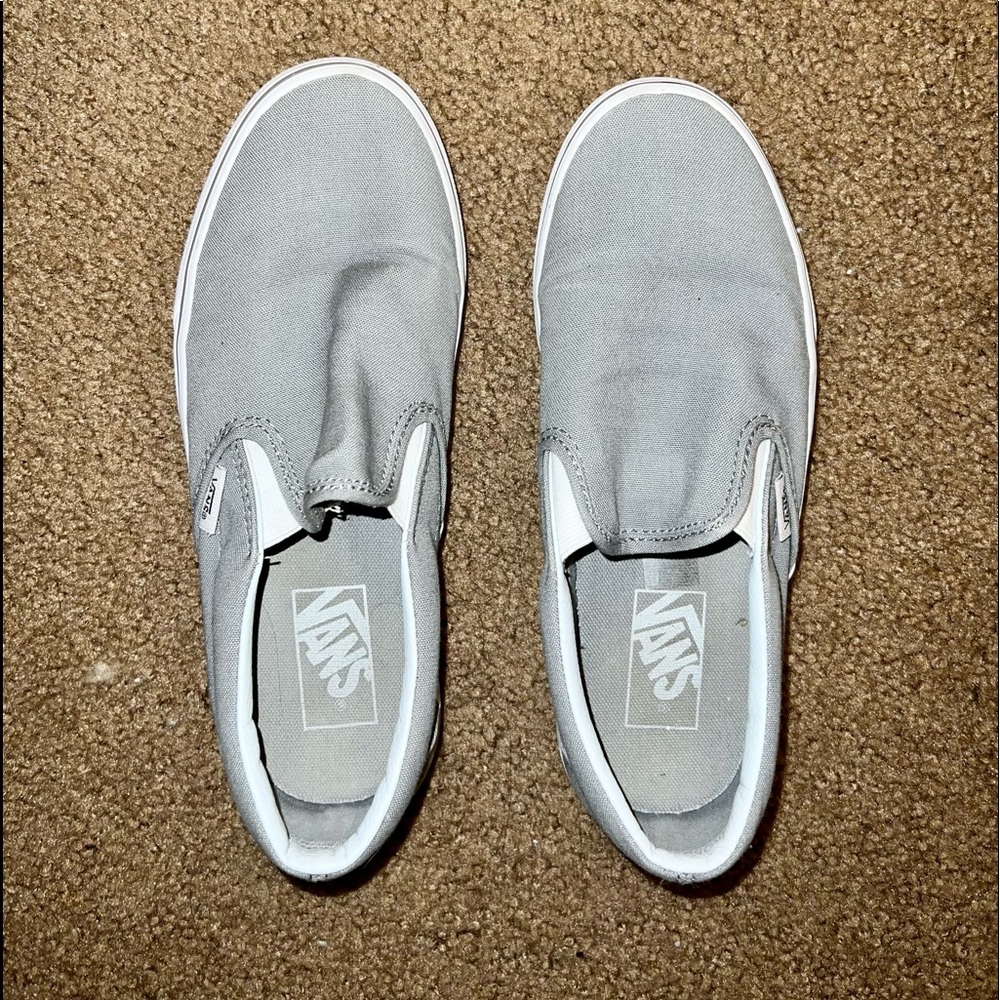 Gray slip on vans